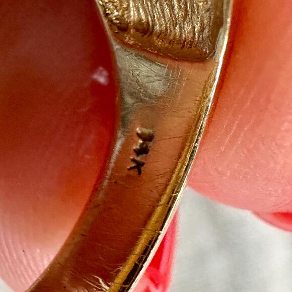 14k yellow Gold cigar ring with Sapphire and Rubies - Picture 5 of 5